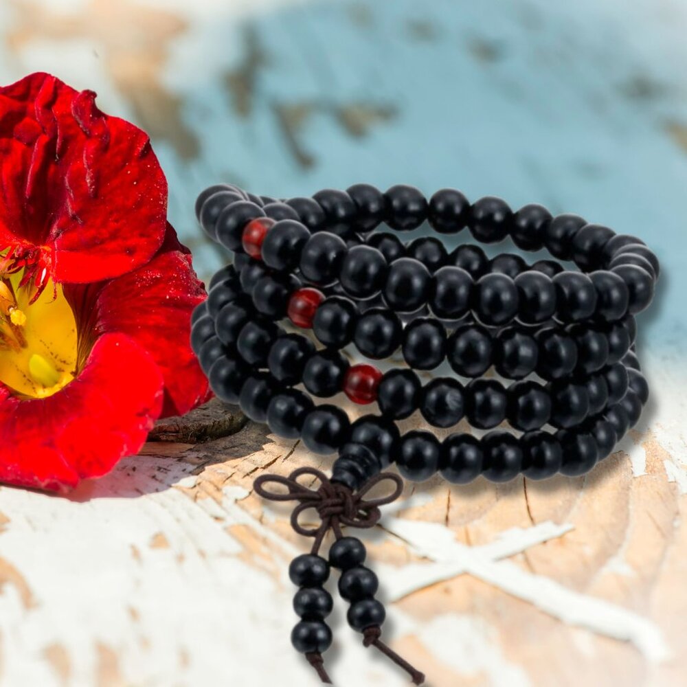 Natural Sandalwood Healing Prayer Meditation Wood Round Beads Bracelet